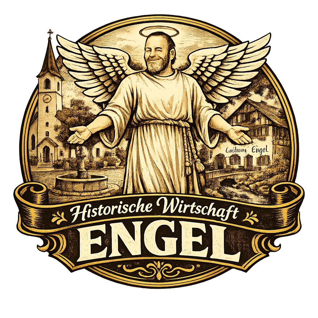 Historische Wirtschaft Engel – Logo mit Engel und Ortsmotiv